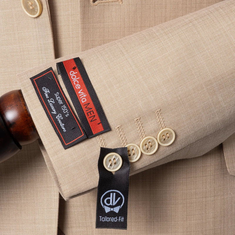 Vincenzo | Khaki 3-Piece Tailored-Fit Suit