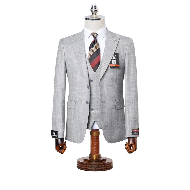 Vincenzo | Medium Gray 3-Piece Tailored-Fit Suit