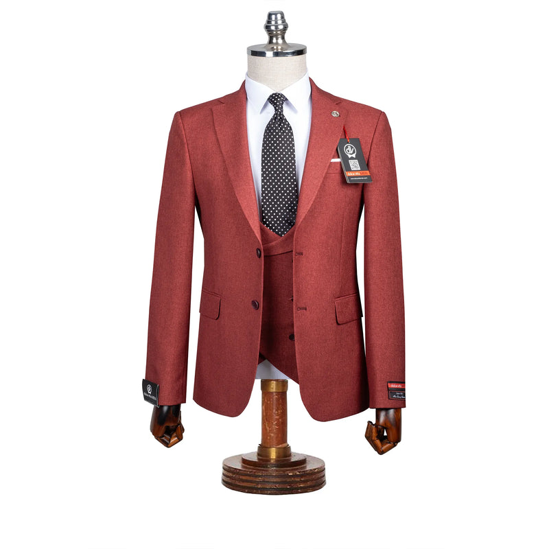 Maximo | Berry Twill 3-Piece Tailored-Fit suit
