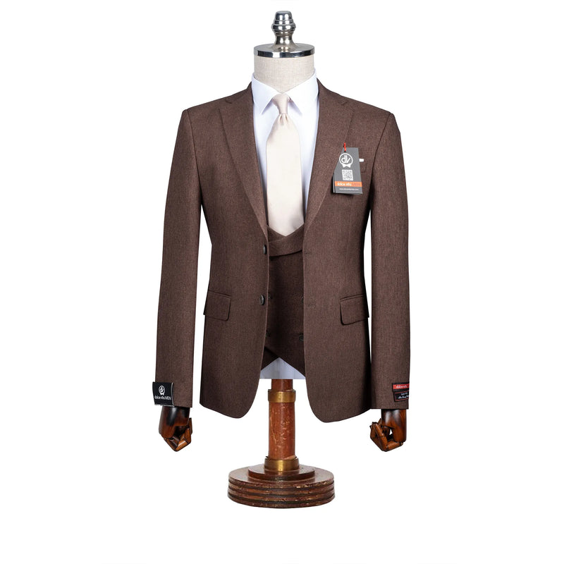 Maximo | Brown Twill 3-Piece Tailored-Fit suit