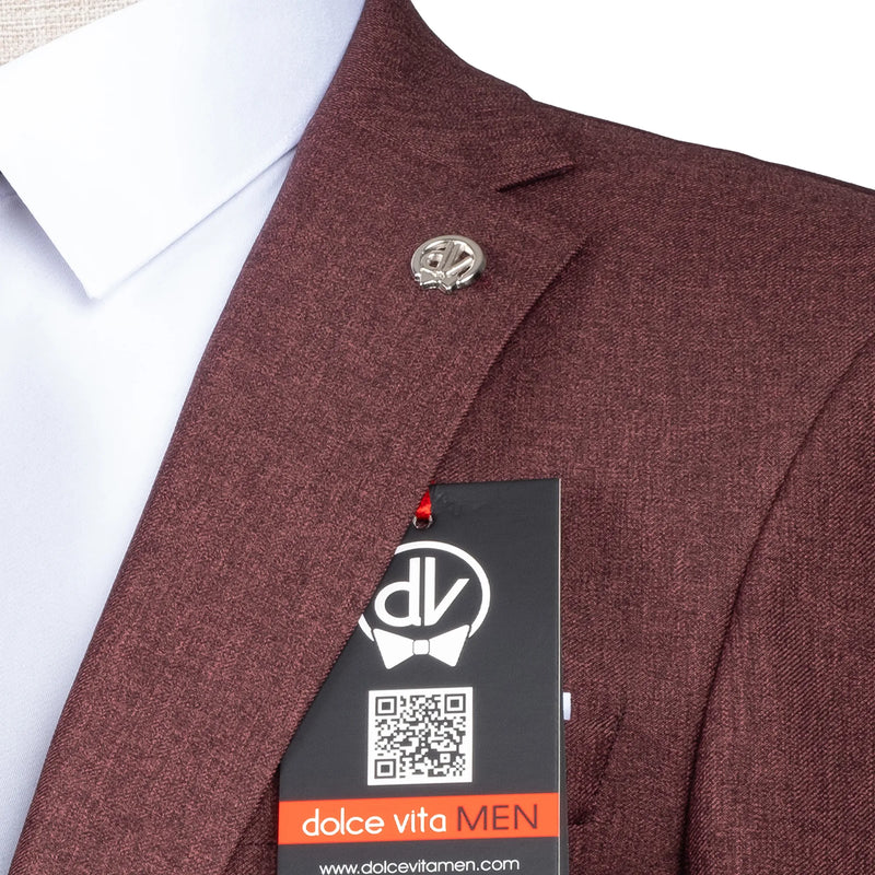 Maximo | Burgundy Twill 3-Piece Tailored-Fit suit