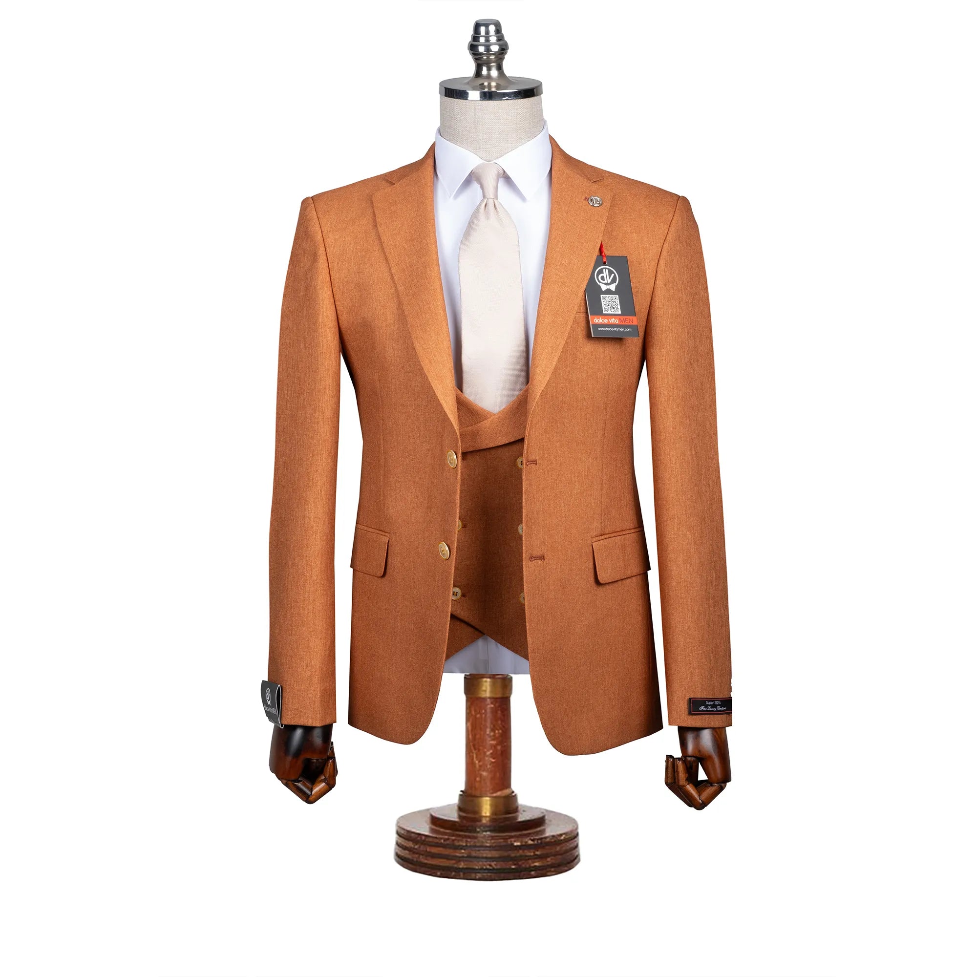 Maximo | Cinnamon Twill 3-Piece Tailored-Fit suit