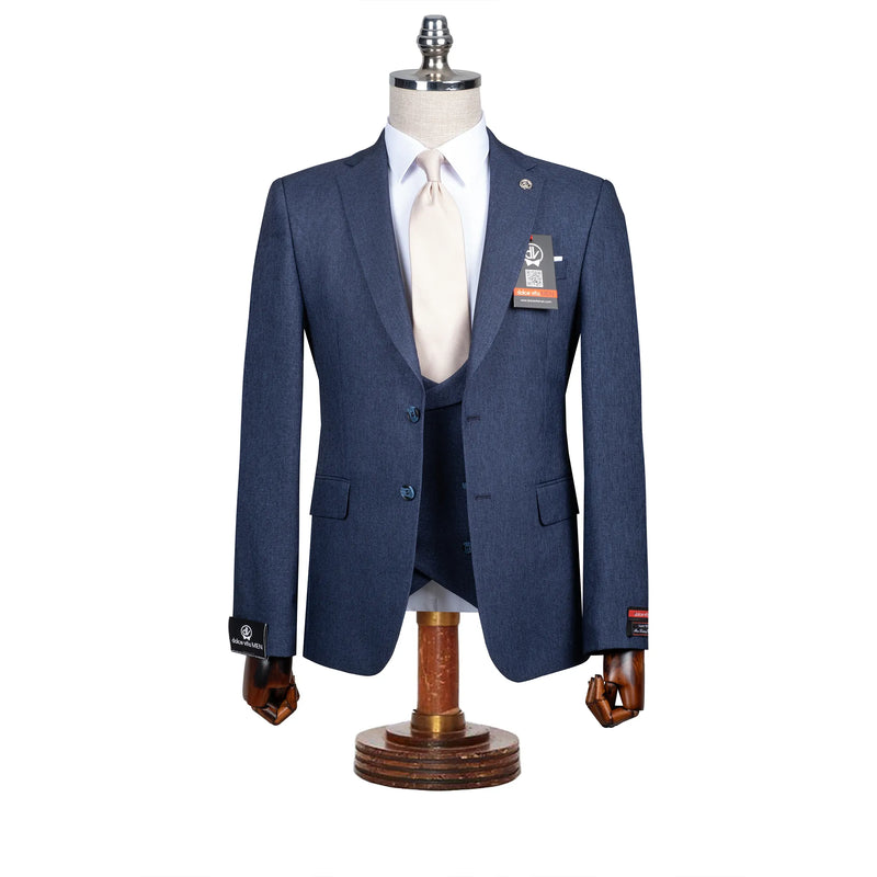 Maximo | Navy Blue Twill 3-Piece Tailored-Fit suit