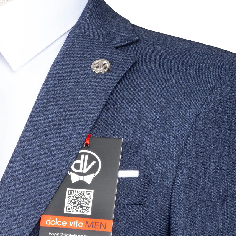 Maximo | Navy Blue Twill 3-Piece Tailored-Fit suit