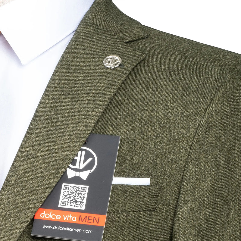 Maximo | Olive Green Twill 3-Piece Tailored-Fit suit