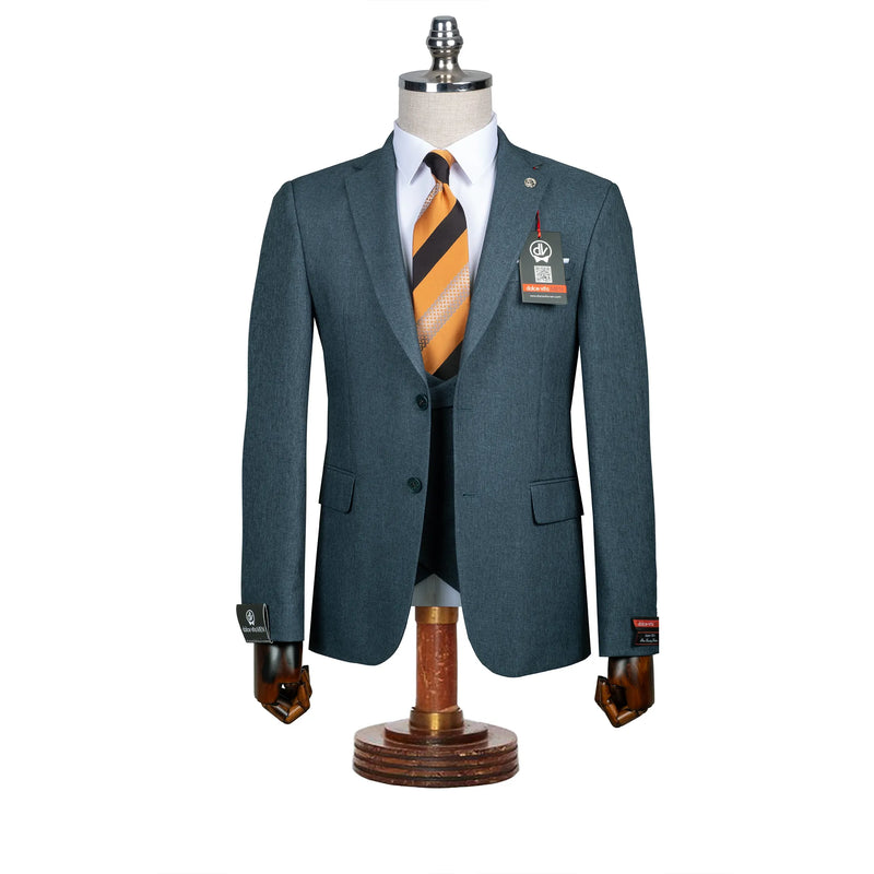 Maximo | Teal Twill 3-Piece Tailored-Fit suit