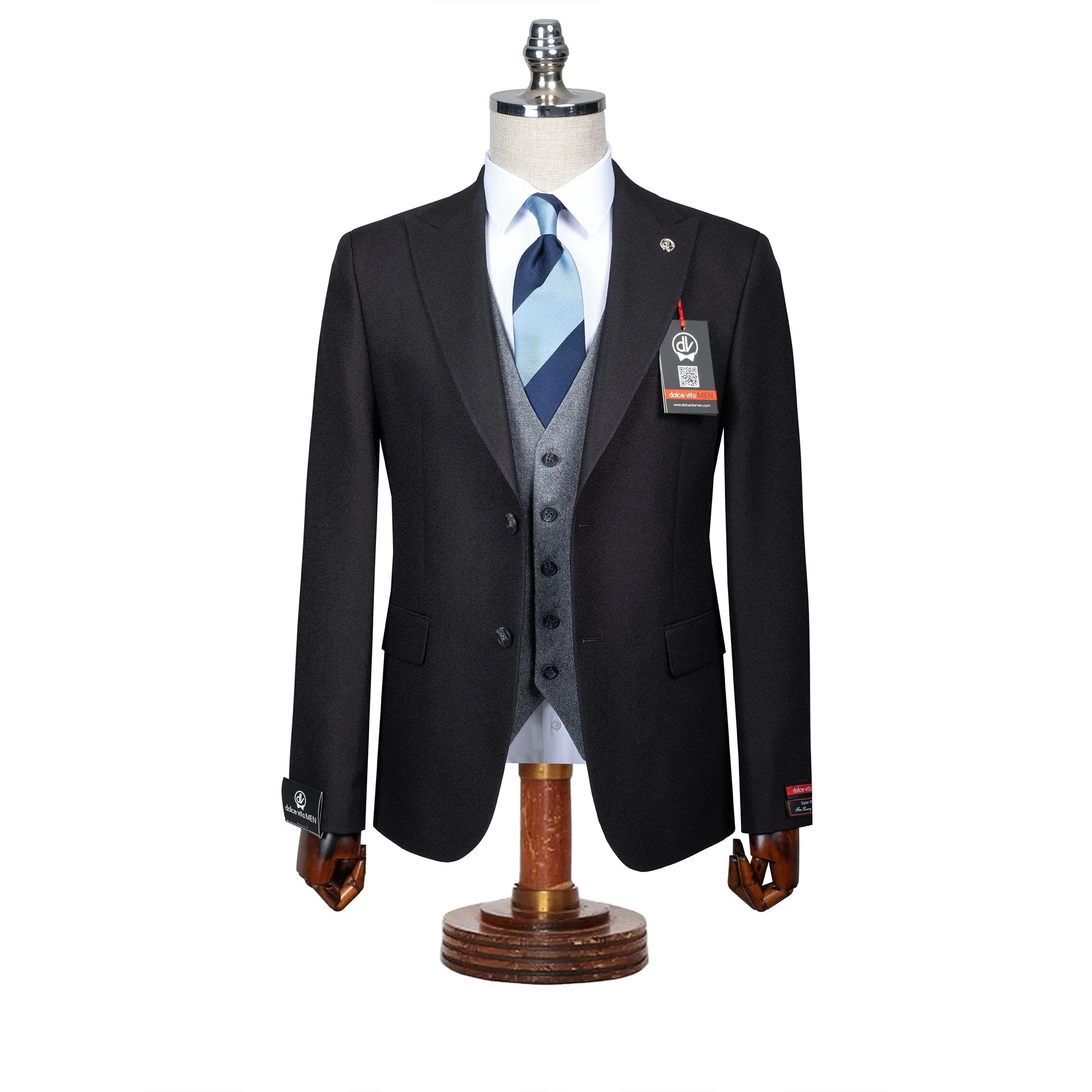 Isaac | Black 3-Piece Tailored-Fit Suit