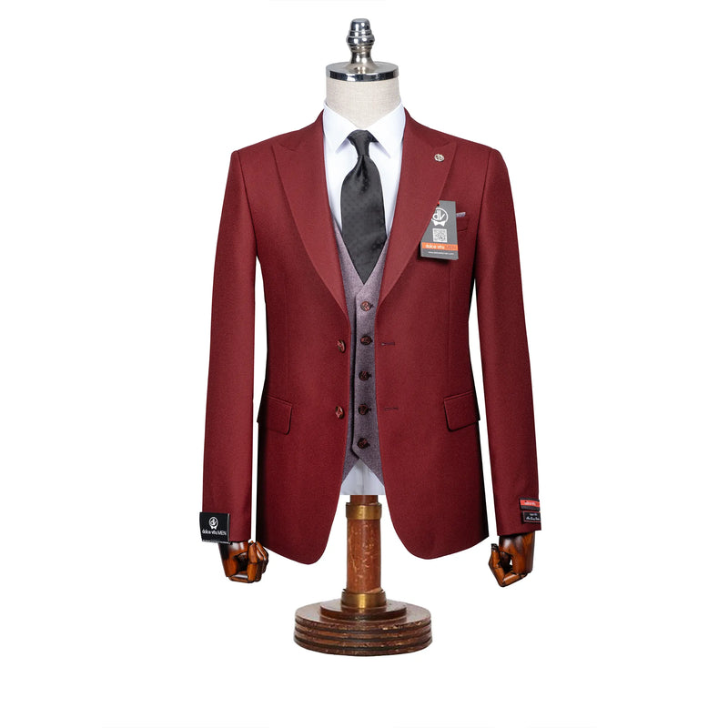 Isaac | Burgundy 3-Piece Tailored-Fit Suit