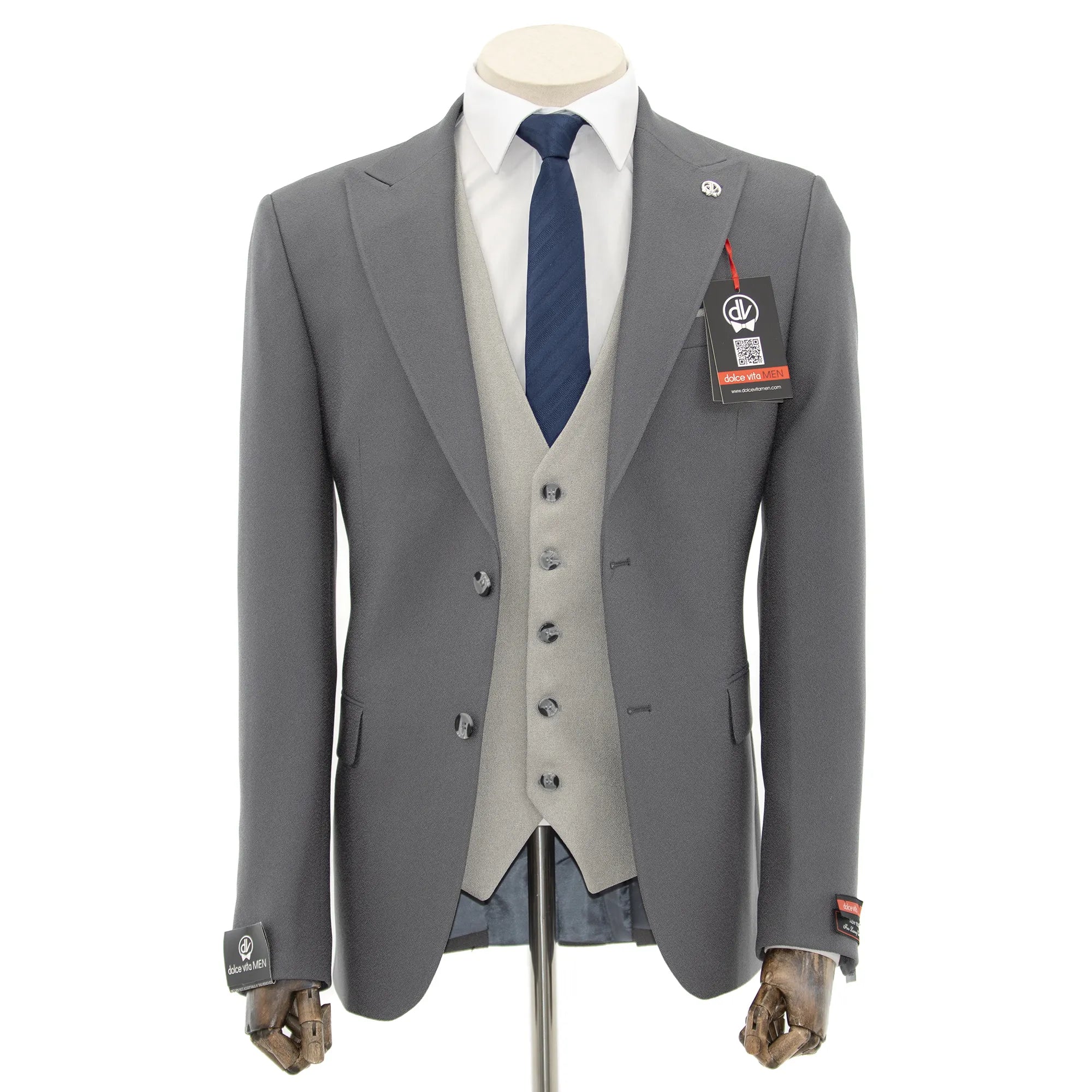 Isaac | Charcoal 3-Piece Tailored-Fit Suit