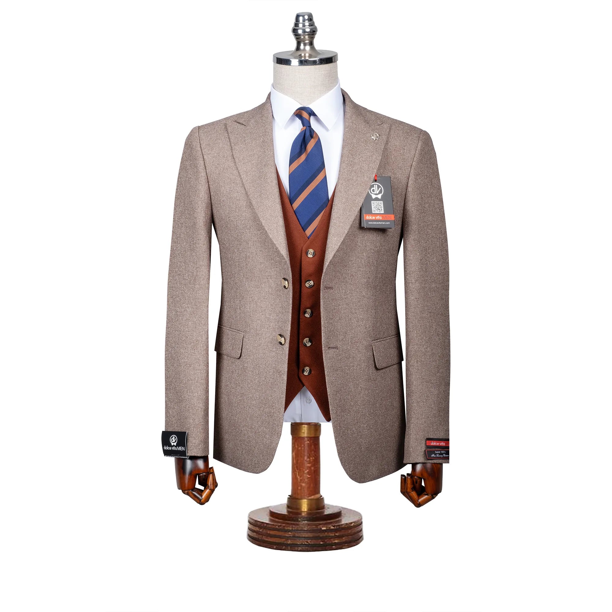 Isaac | Dark Khaki 3-Piece Tailored-Fit Suit