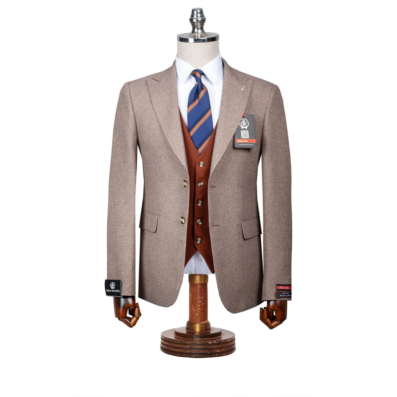 Isaac | Dark Khaki 3-Piece Tailored-Fit Suit