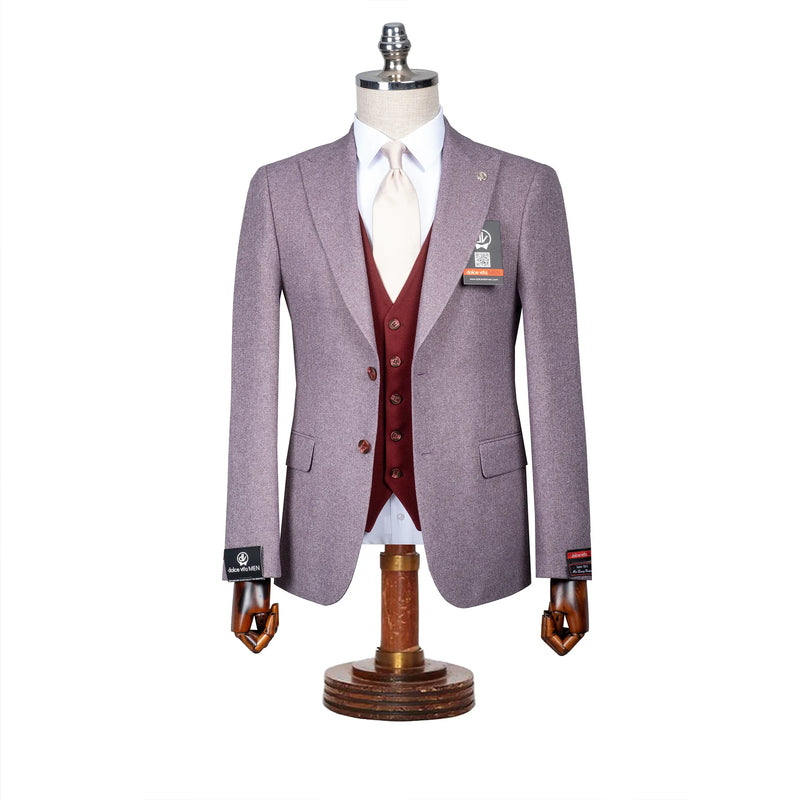 Isaac | Mauve 3-Piece Tailored-Fit Suit