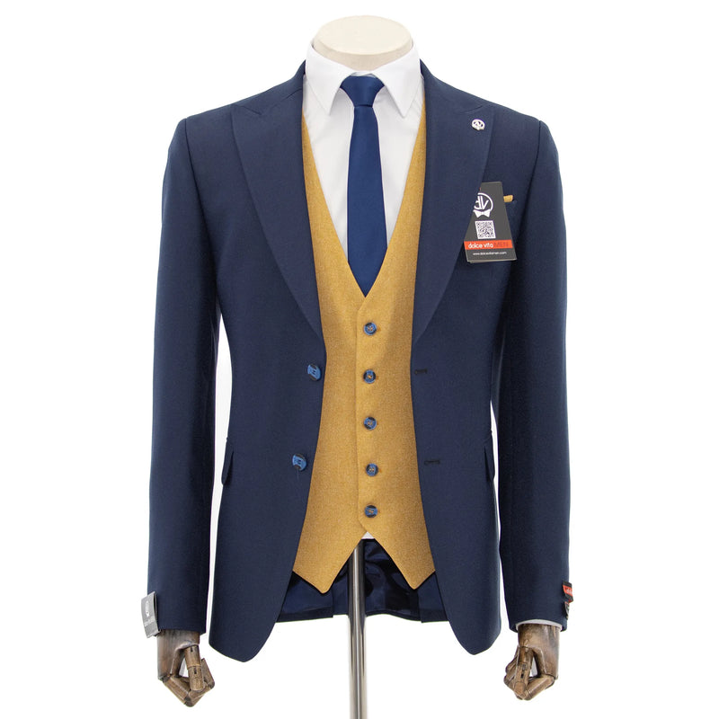 Isaac | Midnight Blue 3-Piece Tailored-Fit Suit