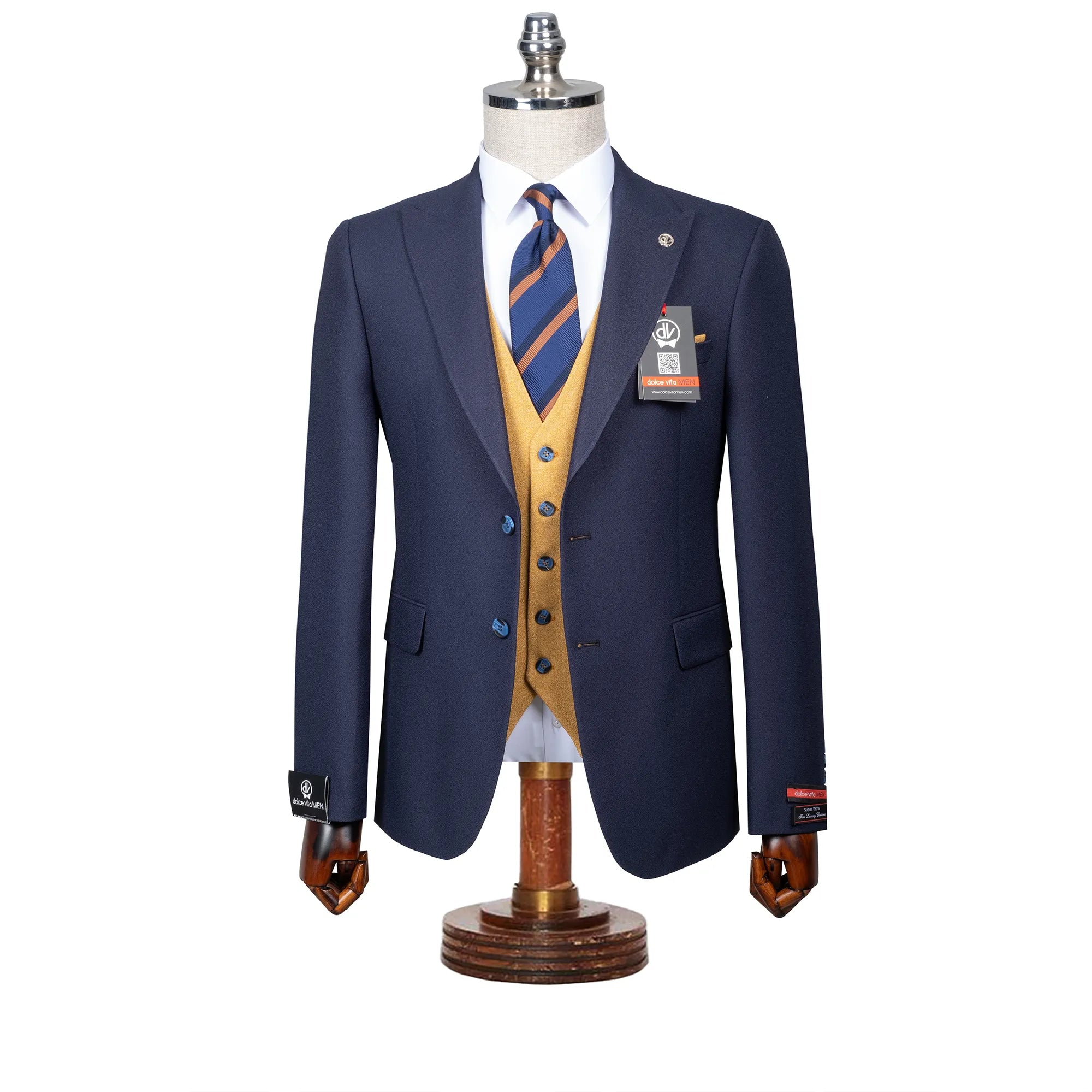 Isaac | Navy Blue 3-Piece Tailored-Fit Suit
