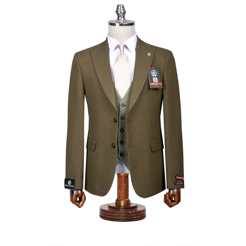 Isaac | Olive Green 3-Piece Tailored-Fit Suit