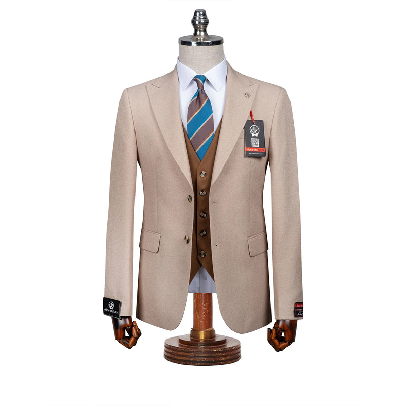 Isaac | Khaki 3-Piece Tailored-Fit Suit