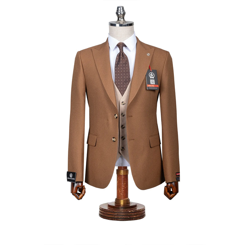 Isaac | Taupe 3-Piece Tailored-Fit Suit