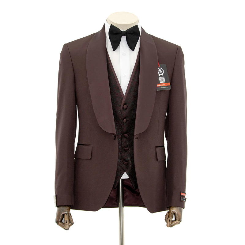 Marcus | Burgundy 3-Piece Tailored Fit Tuxedo