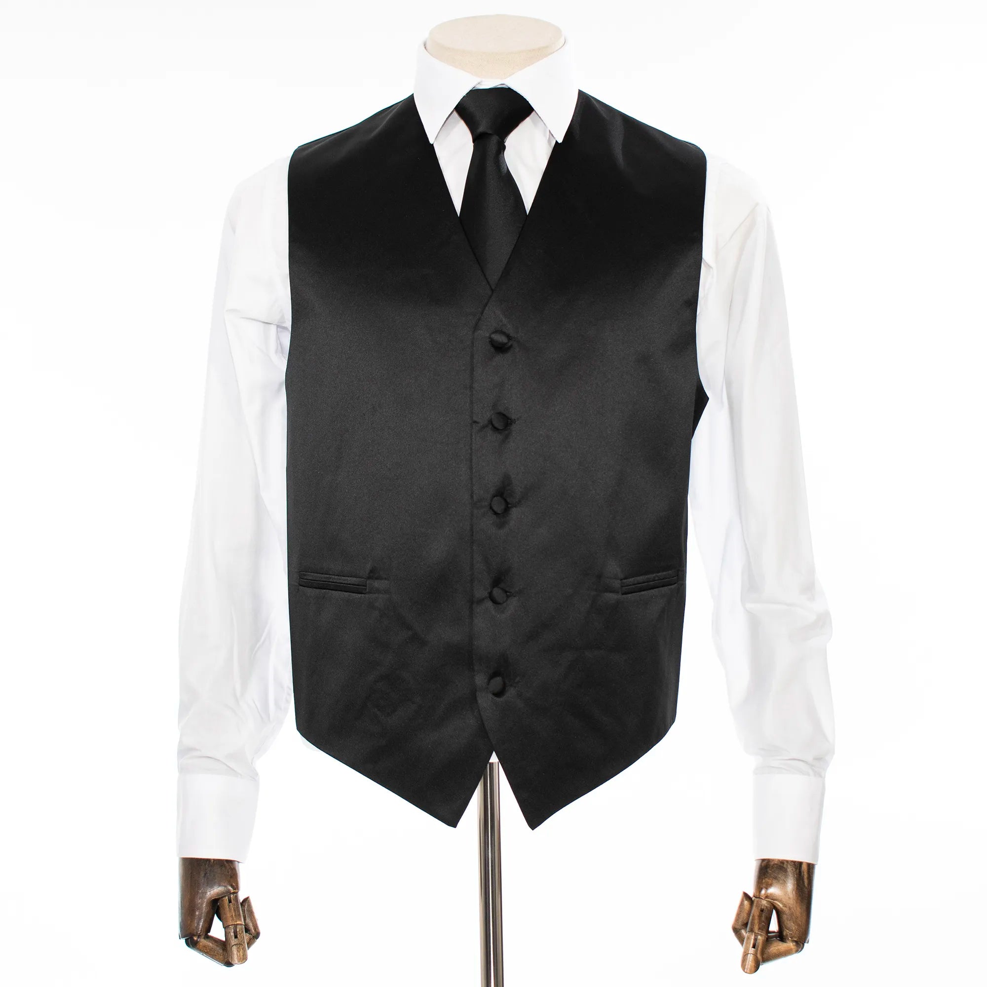 Black Vest with Matching Necktie and Hanky