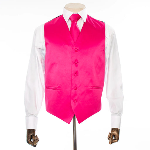 Fuchsia Vest with Matching Necktie and Hanky