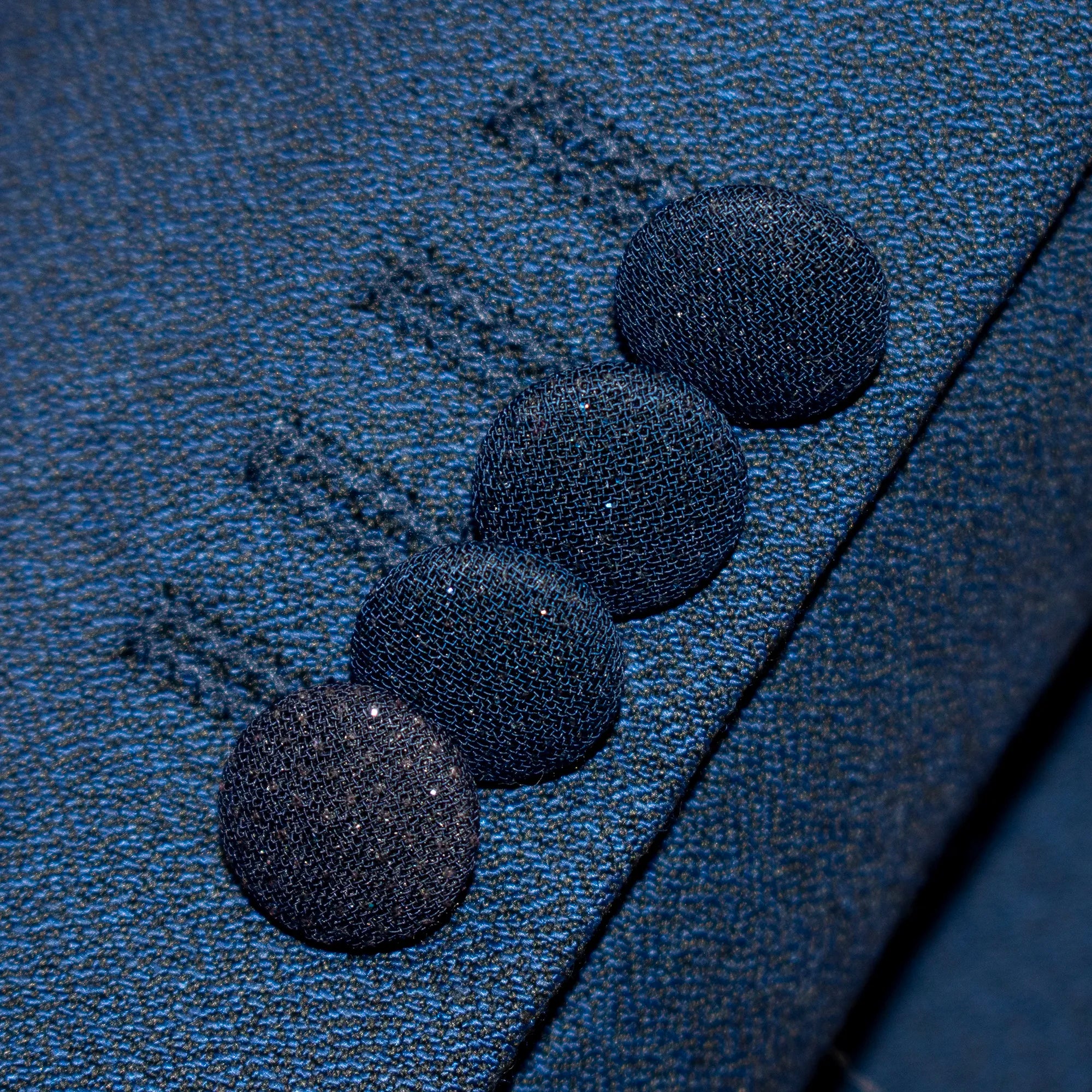 Navy Blue 3-Piece Tailored-Fit Tuxedo with Glitter Peak Lapels