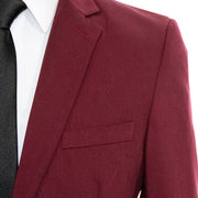Men's Solid Burgundy 2-Piece Slim-Fit Suit