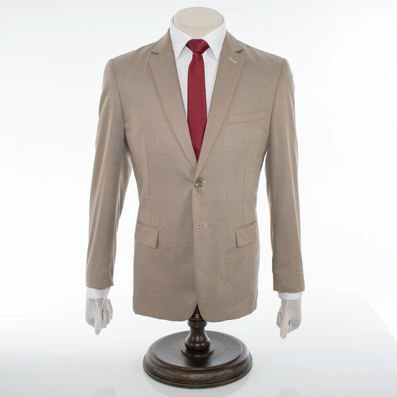Men's Solid Tan 2-Piece Slim-Fit Suit