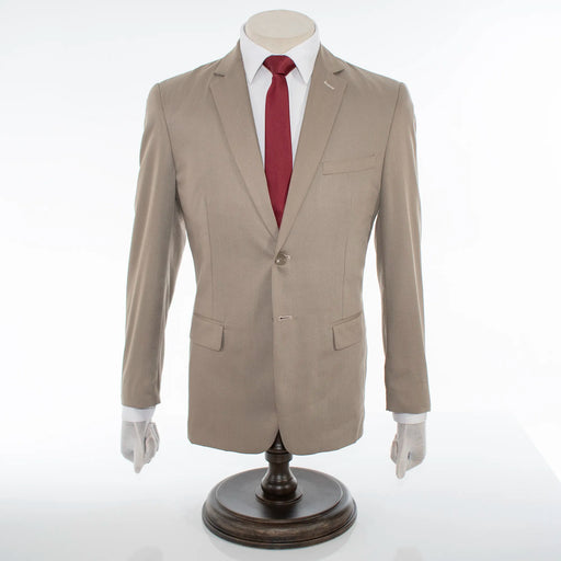 Men's Solid Tan 2-Piece Slim-Fit Suit