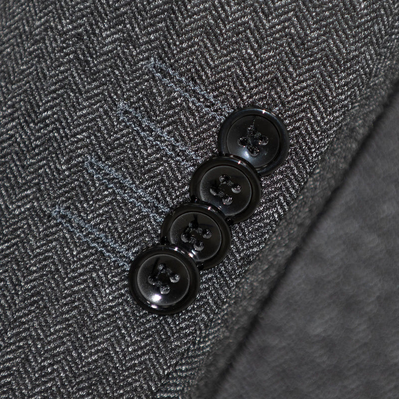 Black Stretch Herringbone 2-Piece Slim-Fit Suit