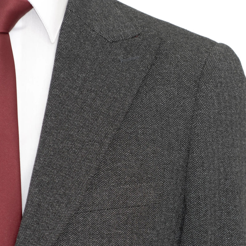 Black Stretch Herringbone 2-Piece Slim-Fit Suit