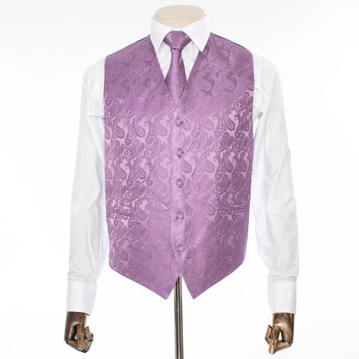 Lilac Paisley Vest with Matching Necktie and Hanky