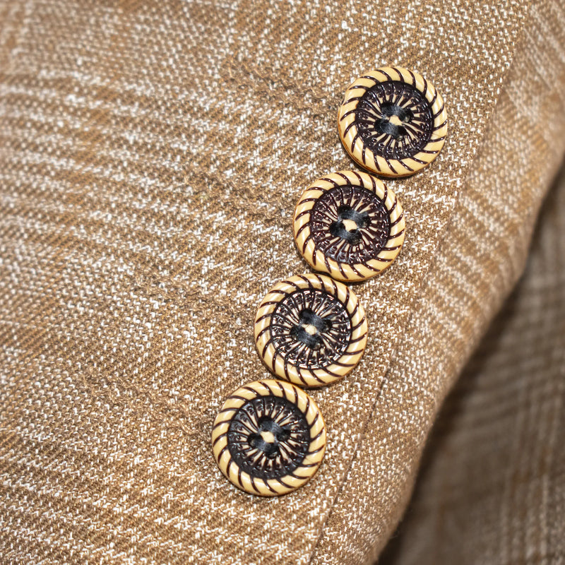 Brown Checked 3-Piece Slim-Fit Suit