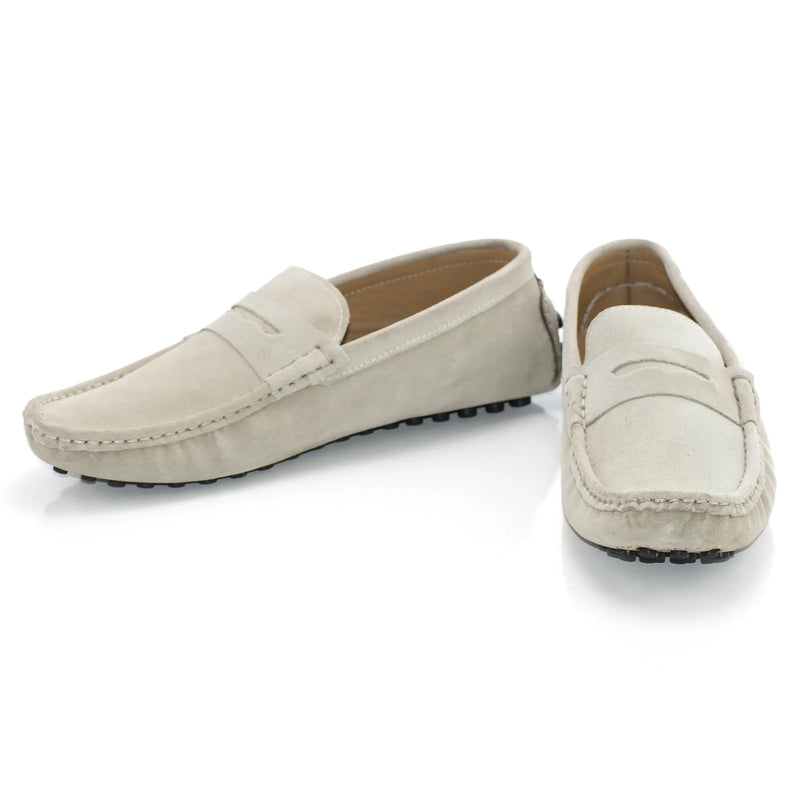 Beige Suede Penny Loafer Driver