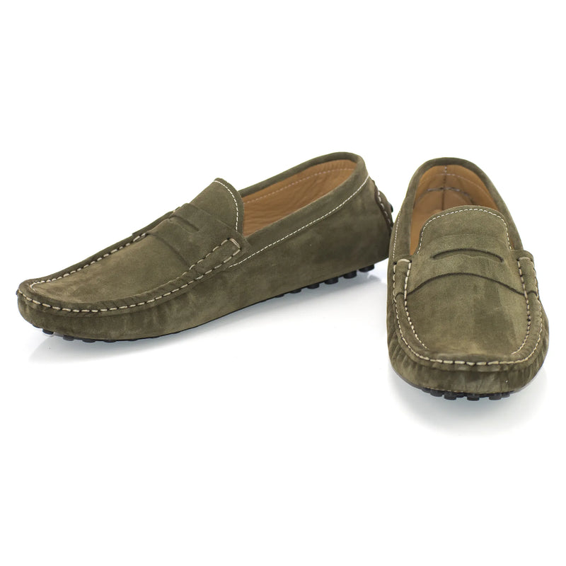 Olive Suede Penny Loafer Driver
