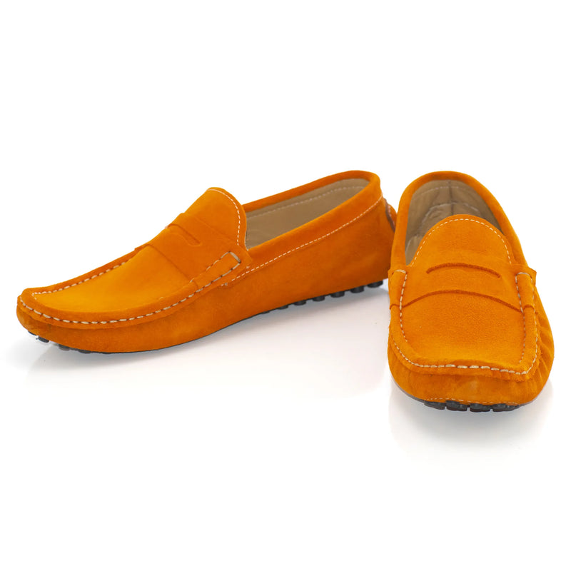 Orange Suede Penny Loafer Driver
