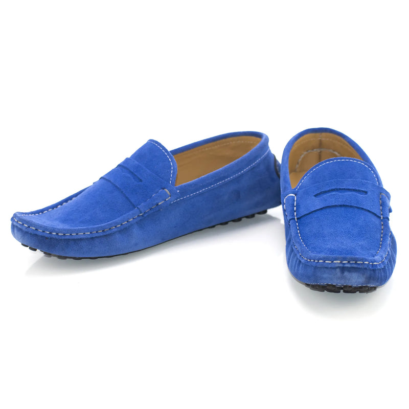 Royal Blue Suede Penny Loafer Driver