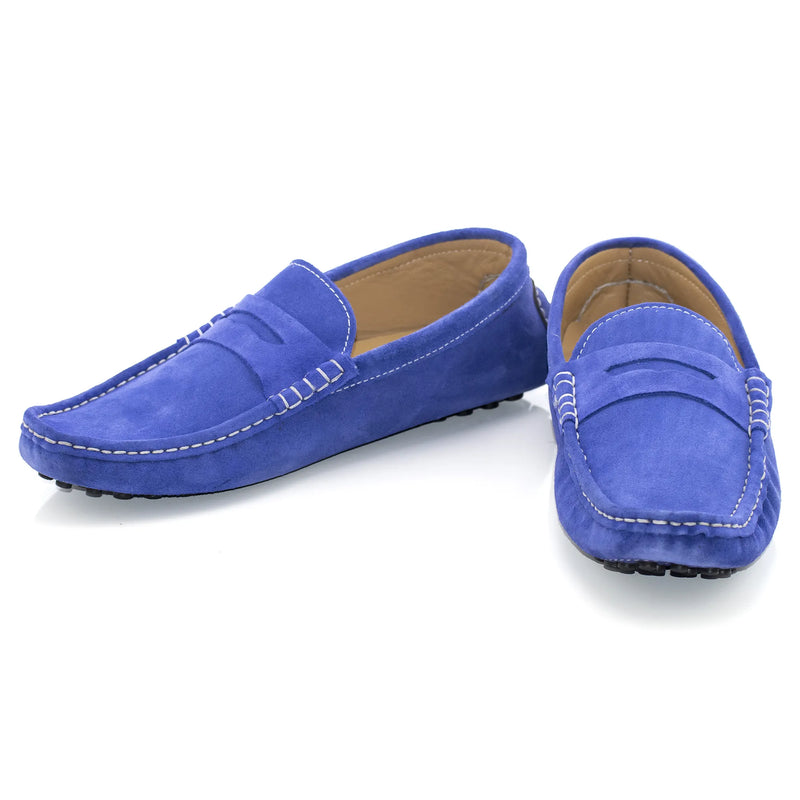 Sax-Blue Suede Penny Loafer Driver
