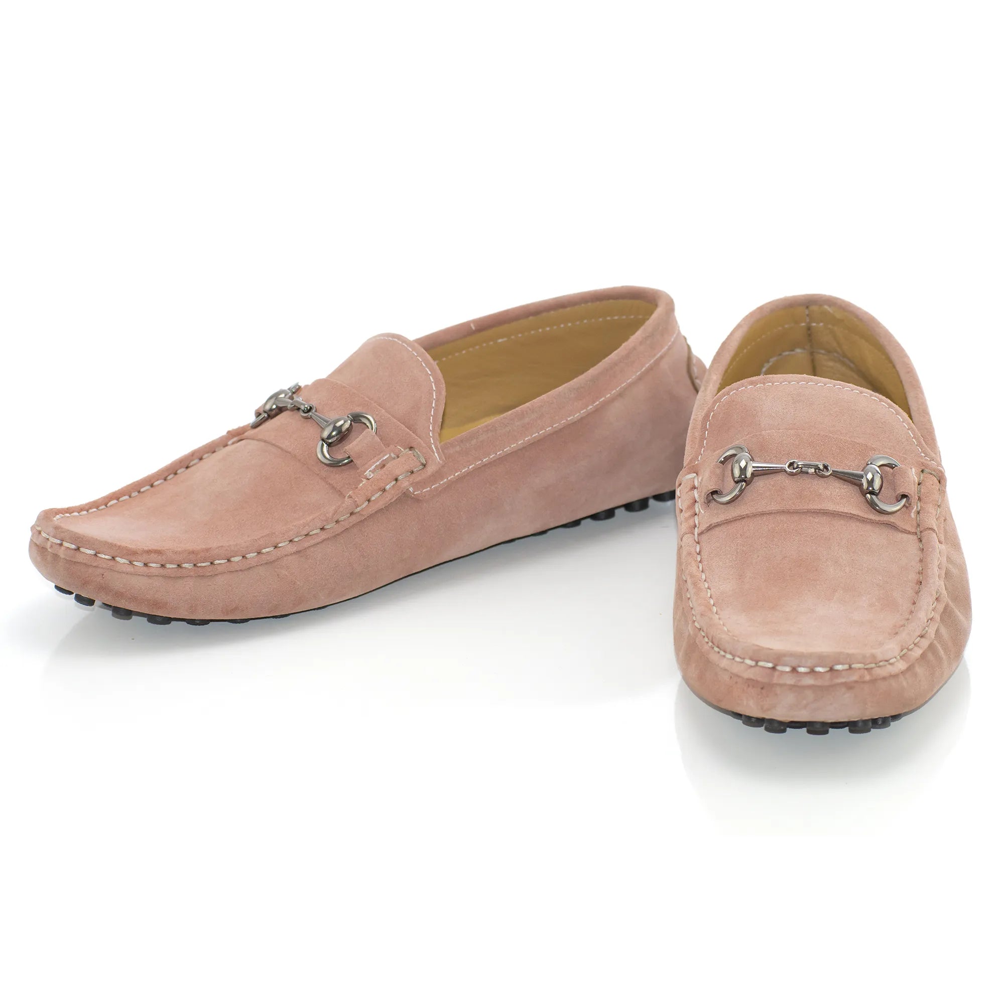 Dried-Rose Suede Driver With Oval Bit