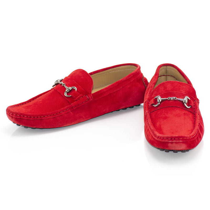 Red Suede Driver With Oval Bit