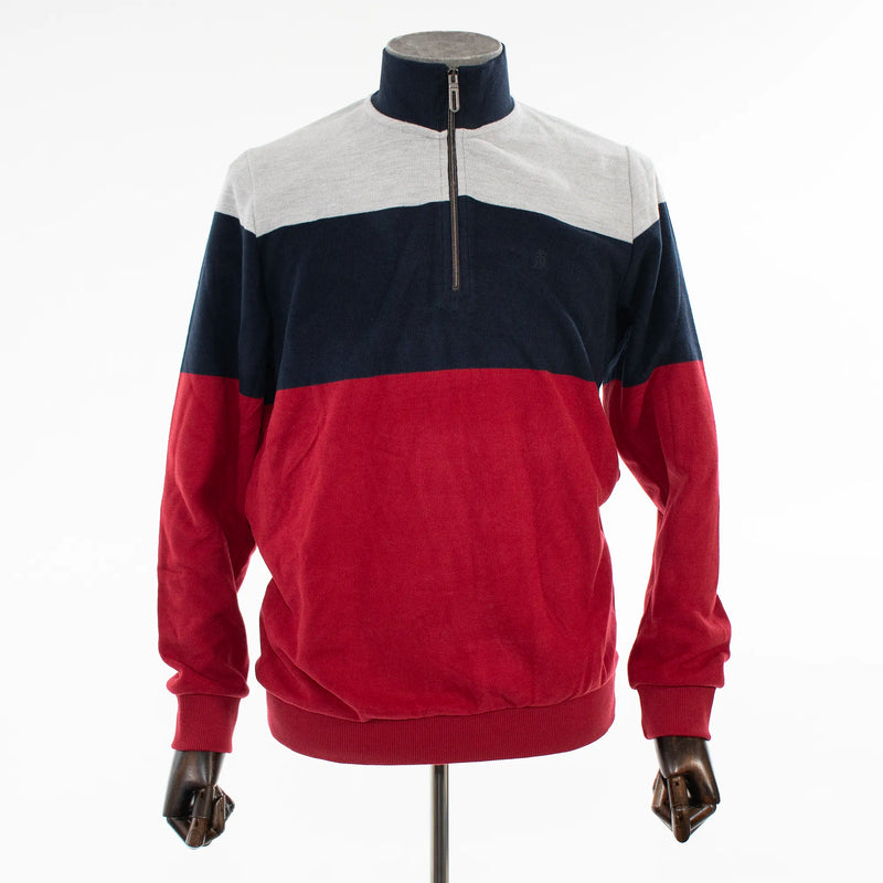 Men's Maroon, Navy, Gray Quarter-Zip Sweatshirt