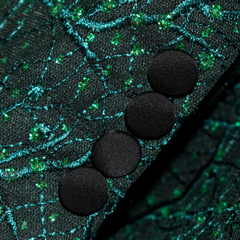 Green Shine Meandering Vines 3-Piece Tailored-Fit Tuxedo