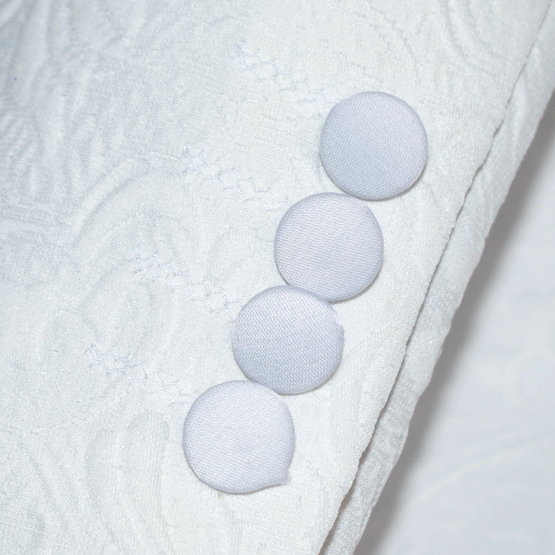 White Floral 2-Piece Slim-Fit Tuxedo with Rhinestone Lapels