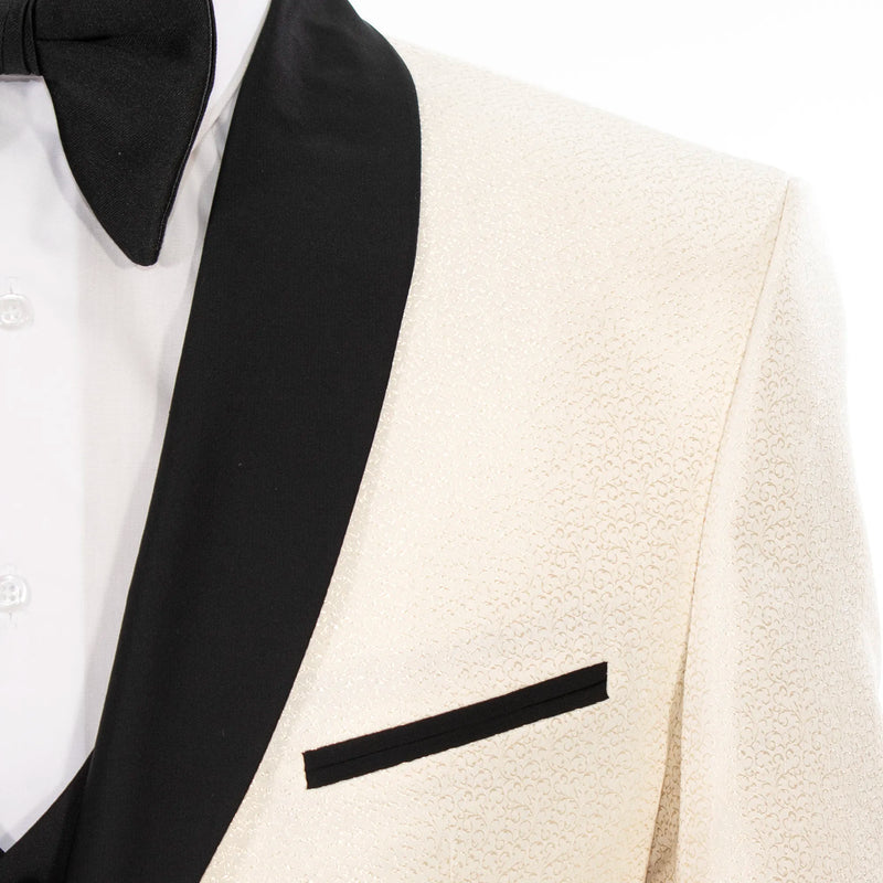 Champagne Metallic Fillagree 3-Piece Tailored-Fit Tuxedo
