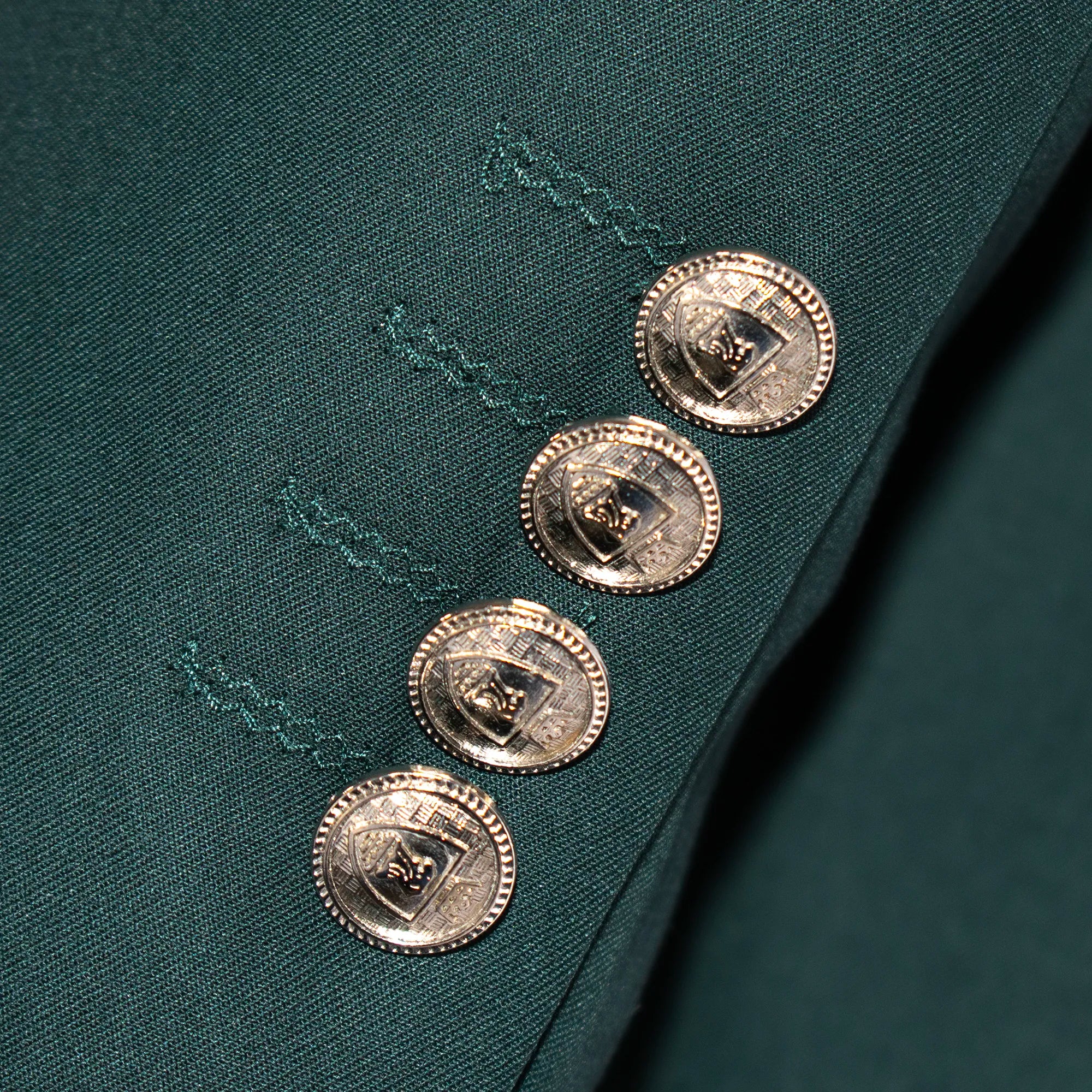 Men's Hunter Green Embroidered 2-Piece Slim-Fit Suit with Mandarin Collar