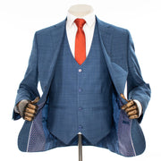 Blue Check 3-Piece Tailored-Fit Suit