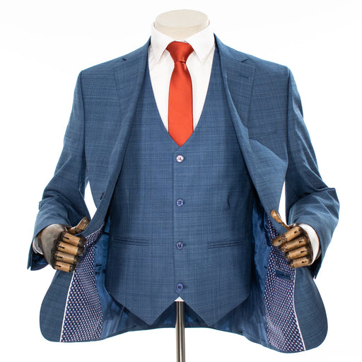 Blue Check 3-Piece Tailored-Fit Suit
