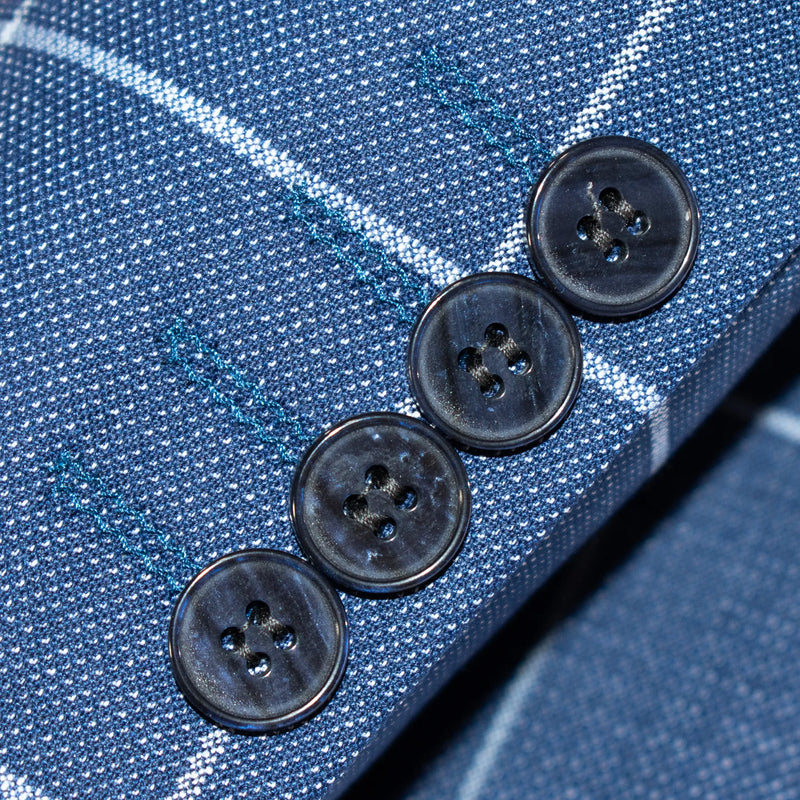 Blue Windowpane 3-Piece Tailored-Fit Suit