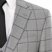 Gray Windowpane 3-piece Tailored-fit Suit