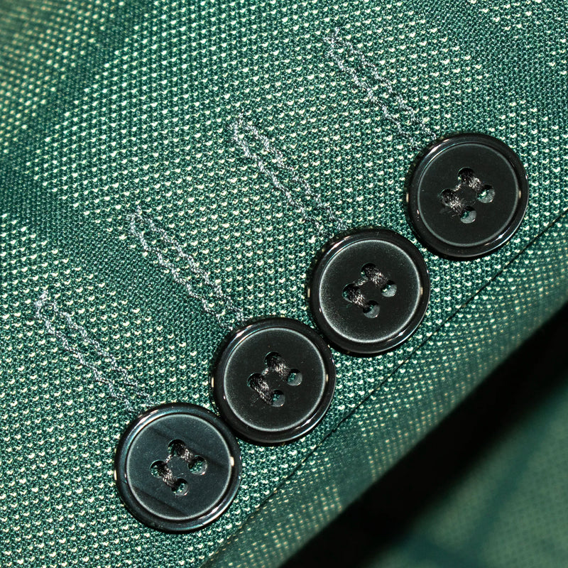 Hunter Green Windowpane 3-Piece Tailored-Fit Suit