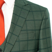 Hunter Green Windowpane 3-Piece Tailored-Fit Suit
